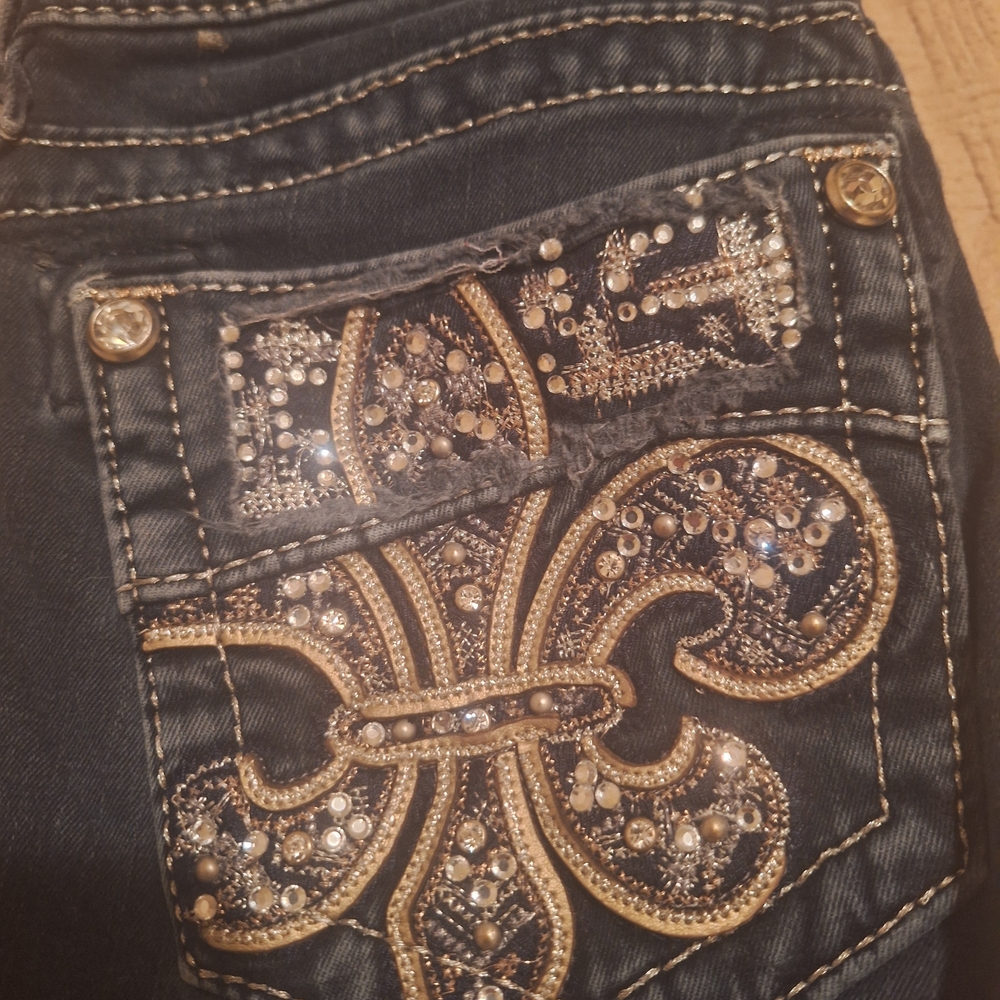 Miss Me Black Jeans with Gold Embellishments